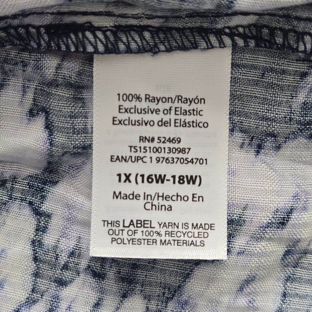 NWT Terra & Sky Blue Purple Tie Dye Smocked Midi Dress 1X - Picture 7 of 9